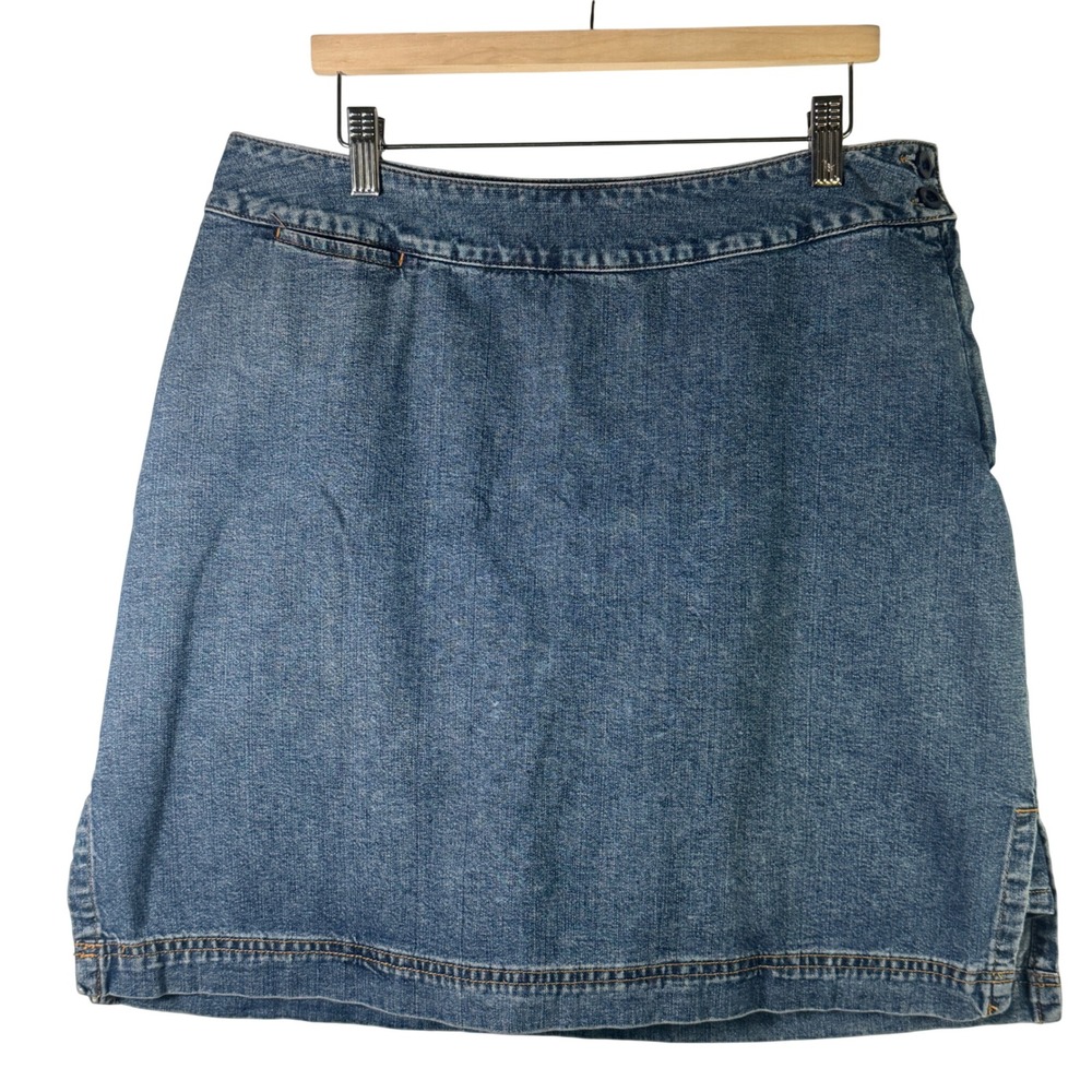 Vtg Cherokee Denim Skort 10 Cotton Medium Wash‎ Blue Mini Skirt Y2K Cottagecore